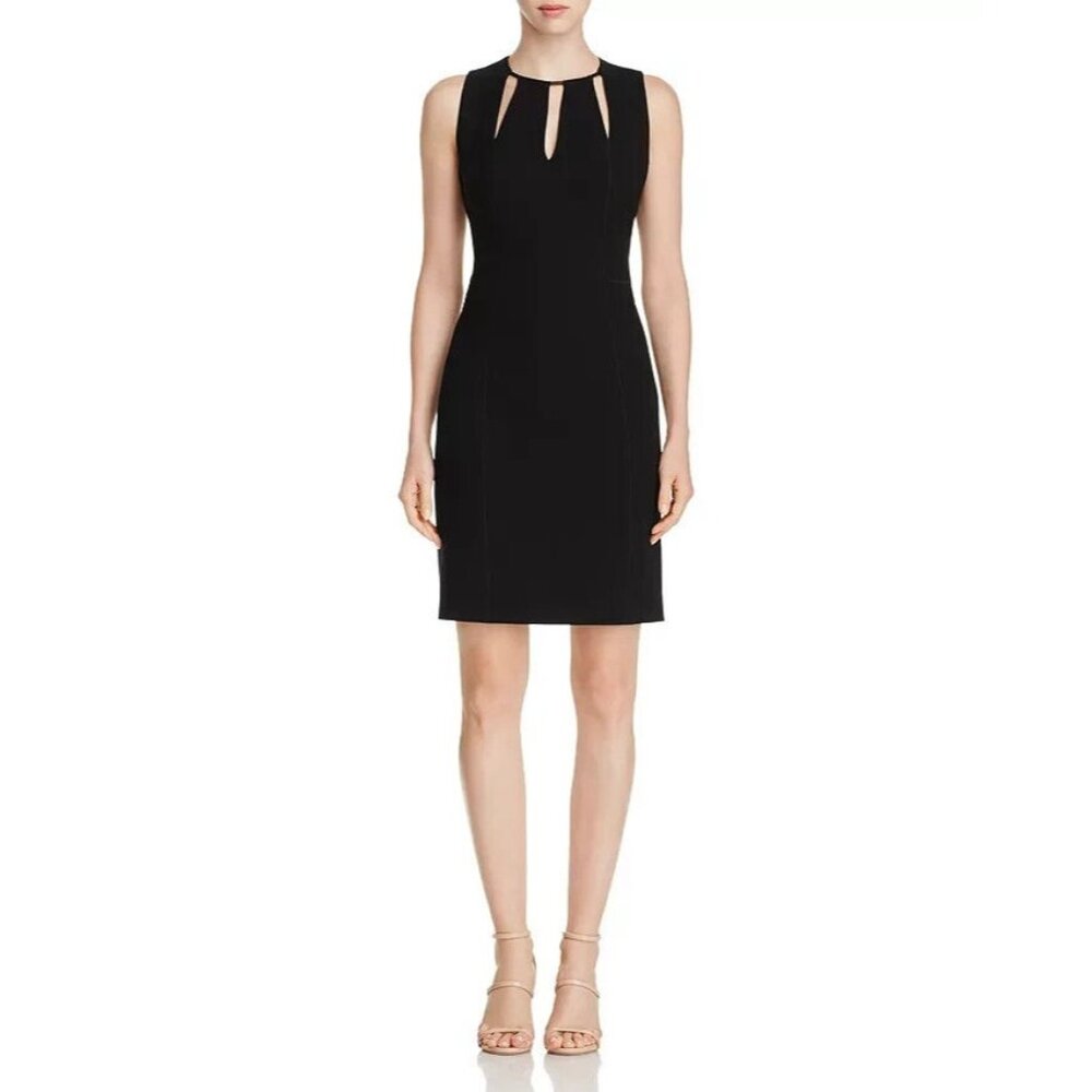 EUC Elie Tahari Jerma black cut out  sleeveless black Sheath Dress womens 6